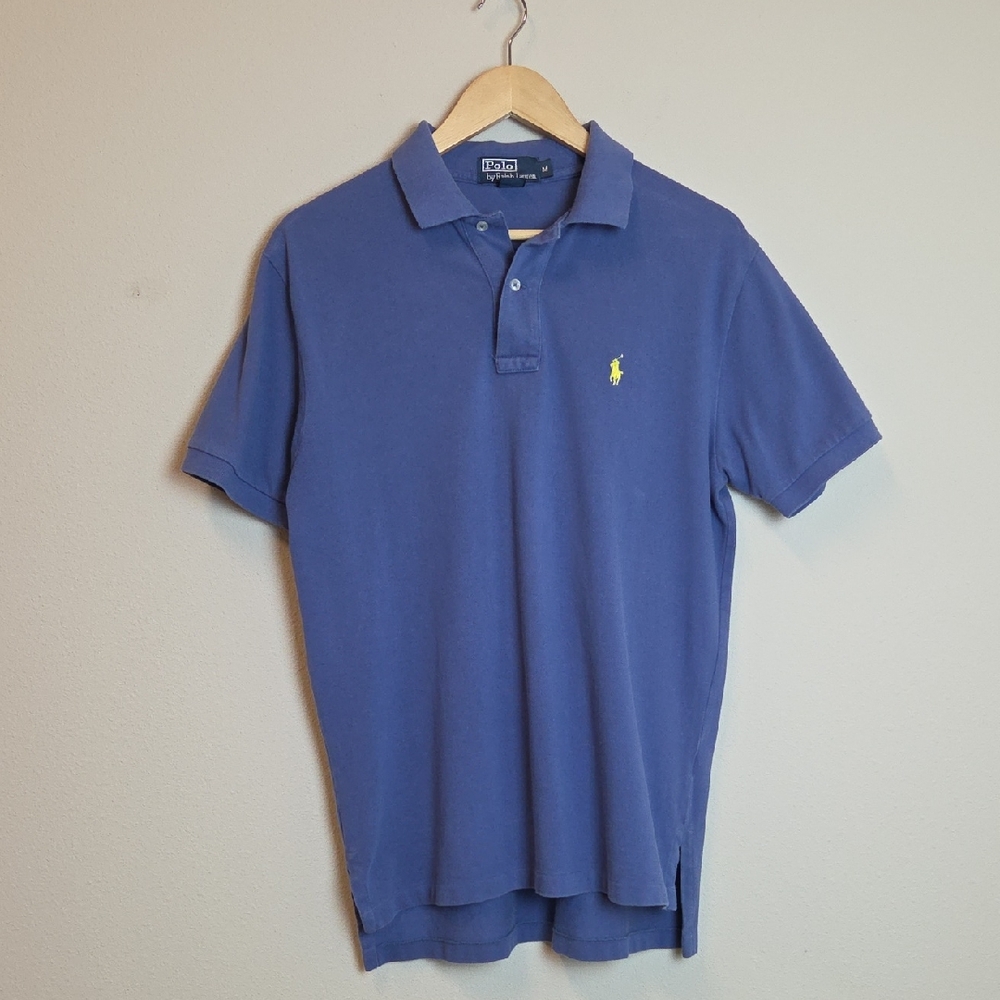 Vintage 90's Ralph Lauren Preppy Men’s Indigo Polo with Yellow Pony Size Medium